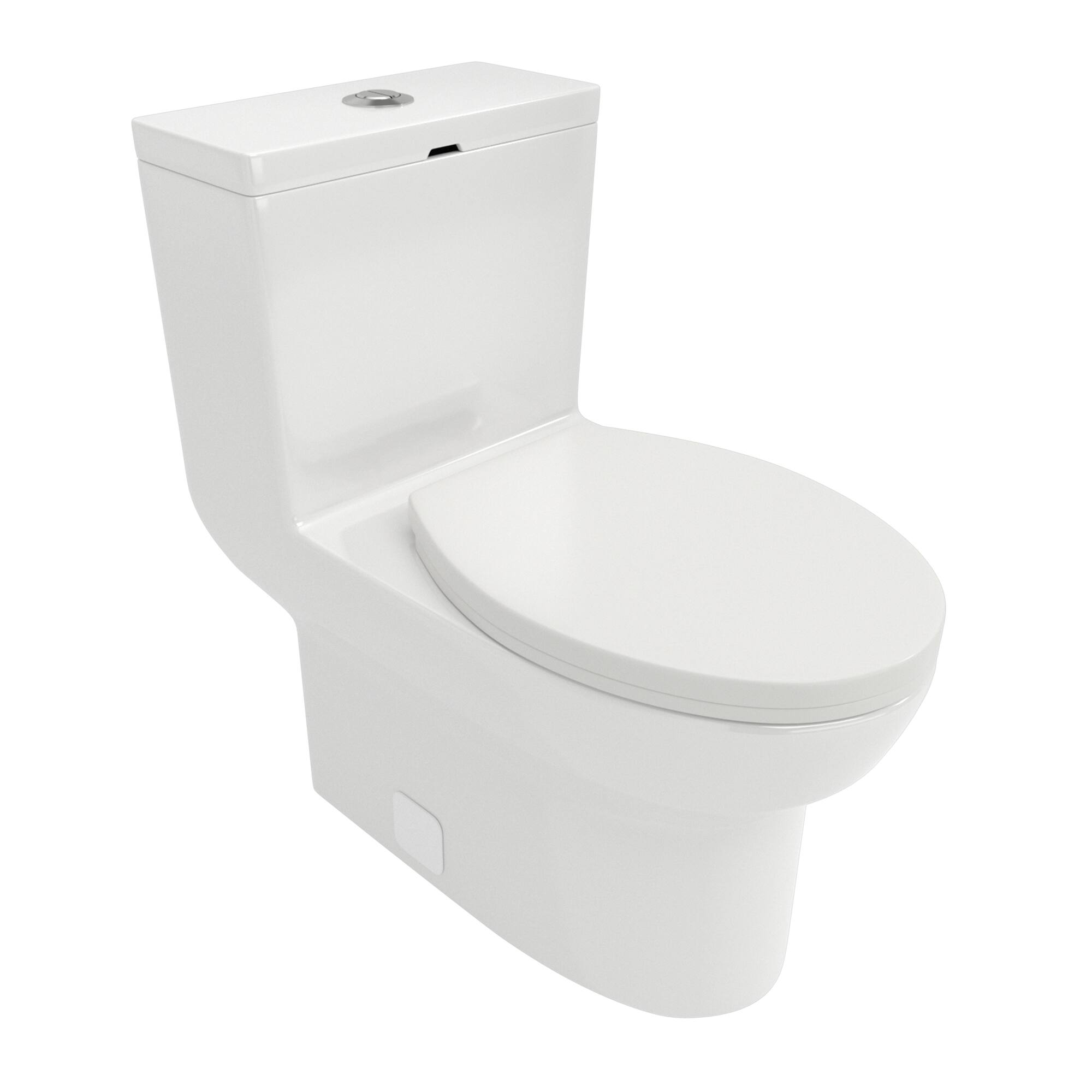 Alt View 4. TinyHomie - Ceramic One Piece Toilet Dual Flush with Soft Closing Seat - White.