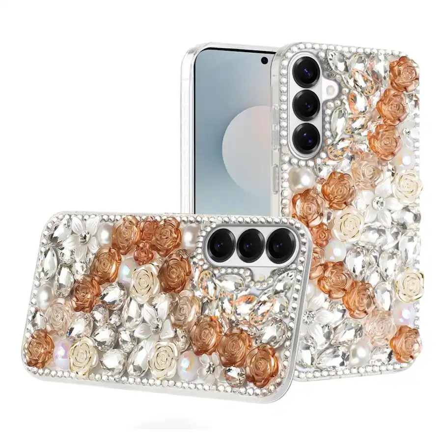 Galaxy Rhinestones Kitcheniva Full Rhinestone 3D Rose Bling Design Phone Case With ...