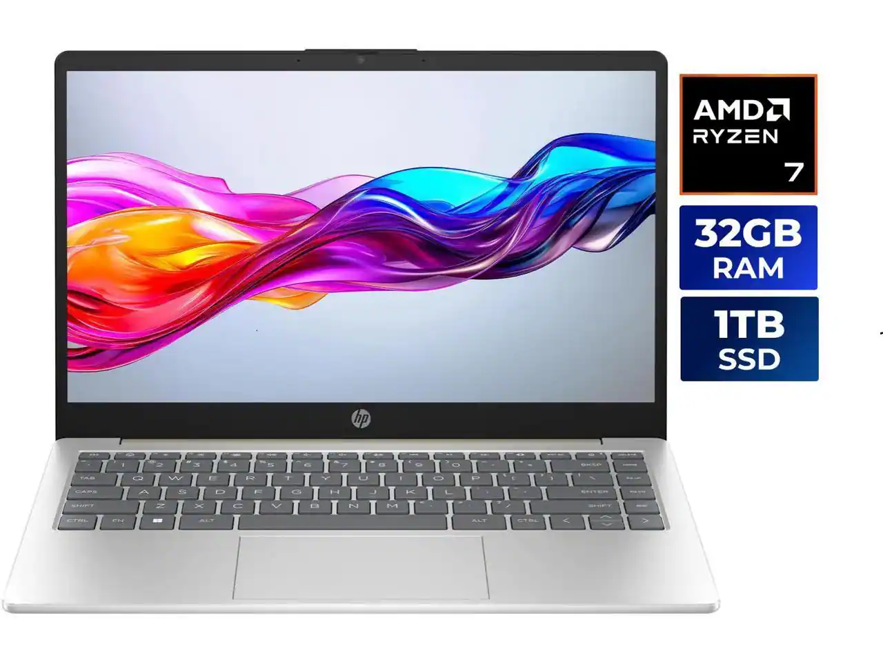 HP - 14" HD Laptop AMD Ryzen 7 7730U 32GB Memory 1 TB NVMe SSD AMD Radeon Graphics