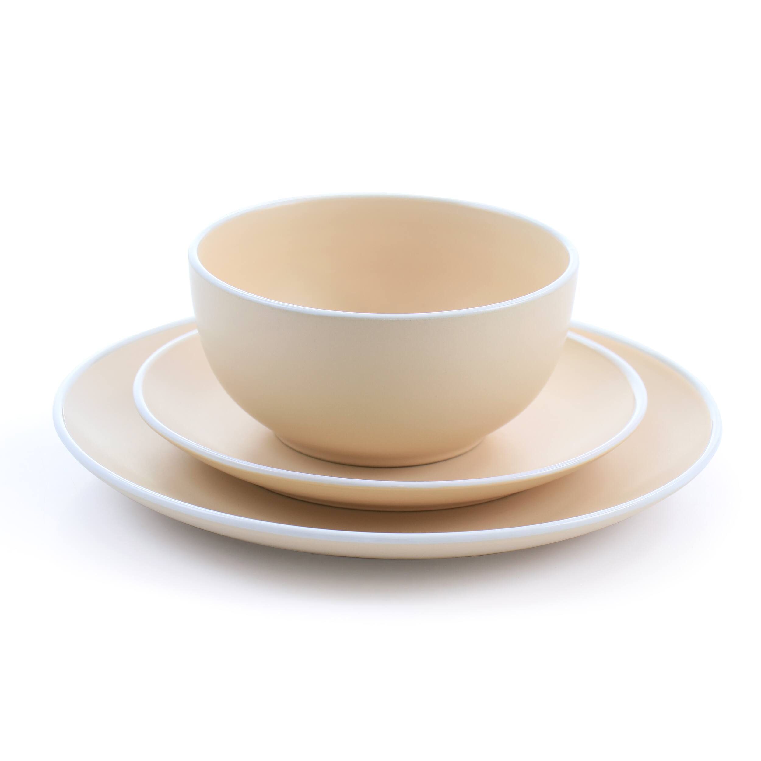 Alt View 1. Spice By Tia Mowry - Spice by Tia Mowry Creamy Tahini 12 Piece Stoneware Dinnerware Set in Matte Orange - Orange.