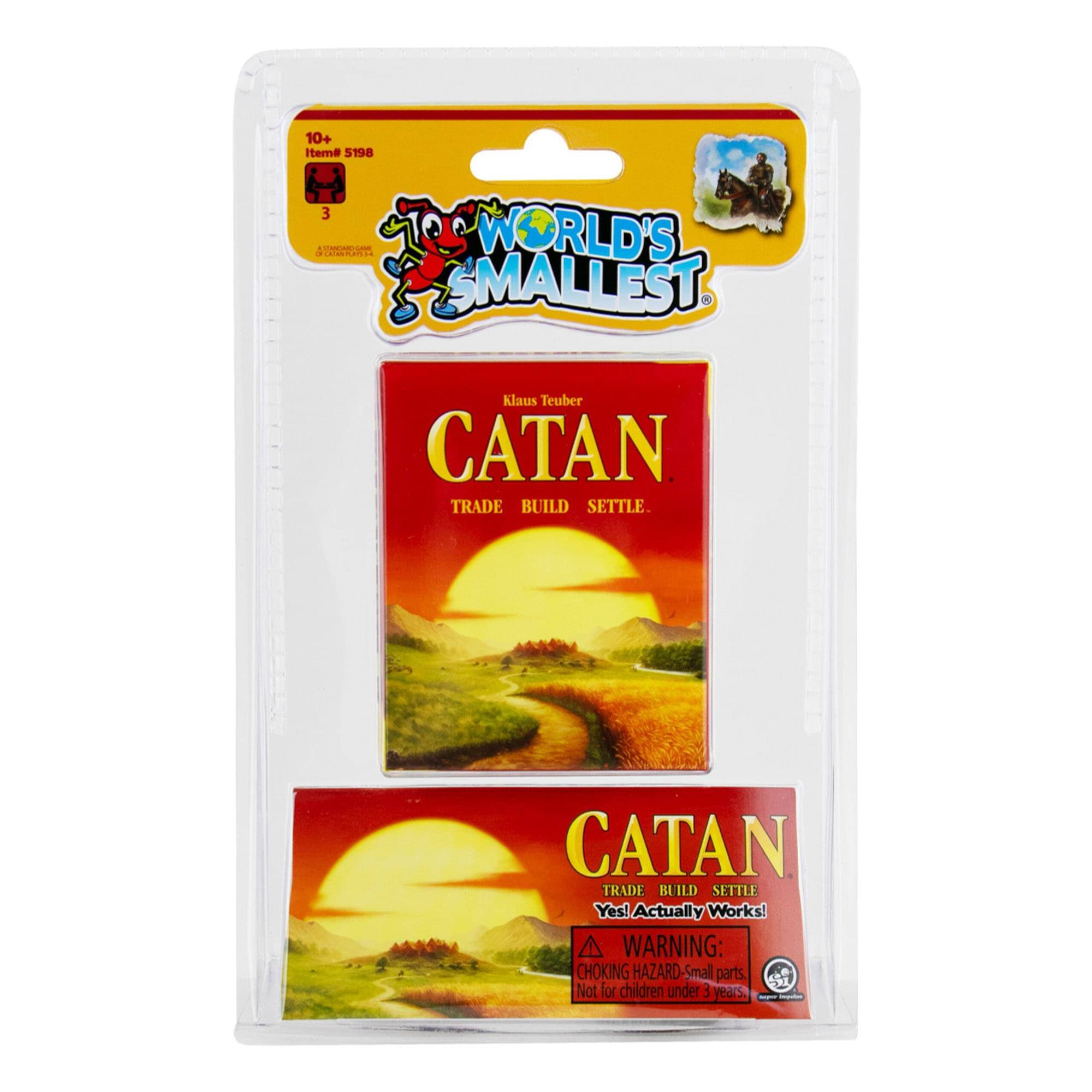 10+ Items 5198 3 - - - WORLD'S SMALLEST Klaus Teuber CATAN TRADE BUILD SETTLE. CATAN TRADE BUILD SETTLE Yes! Actually Works! A WARNING: CHOKING HAZARD-Small parts. Not for children under 3 years.