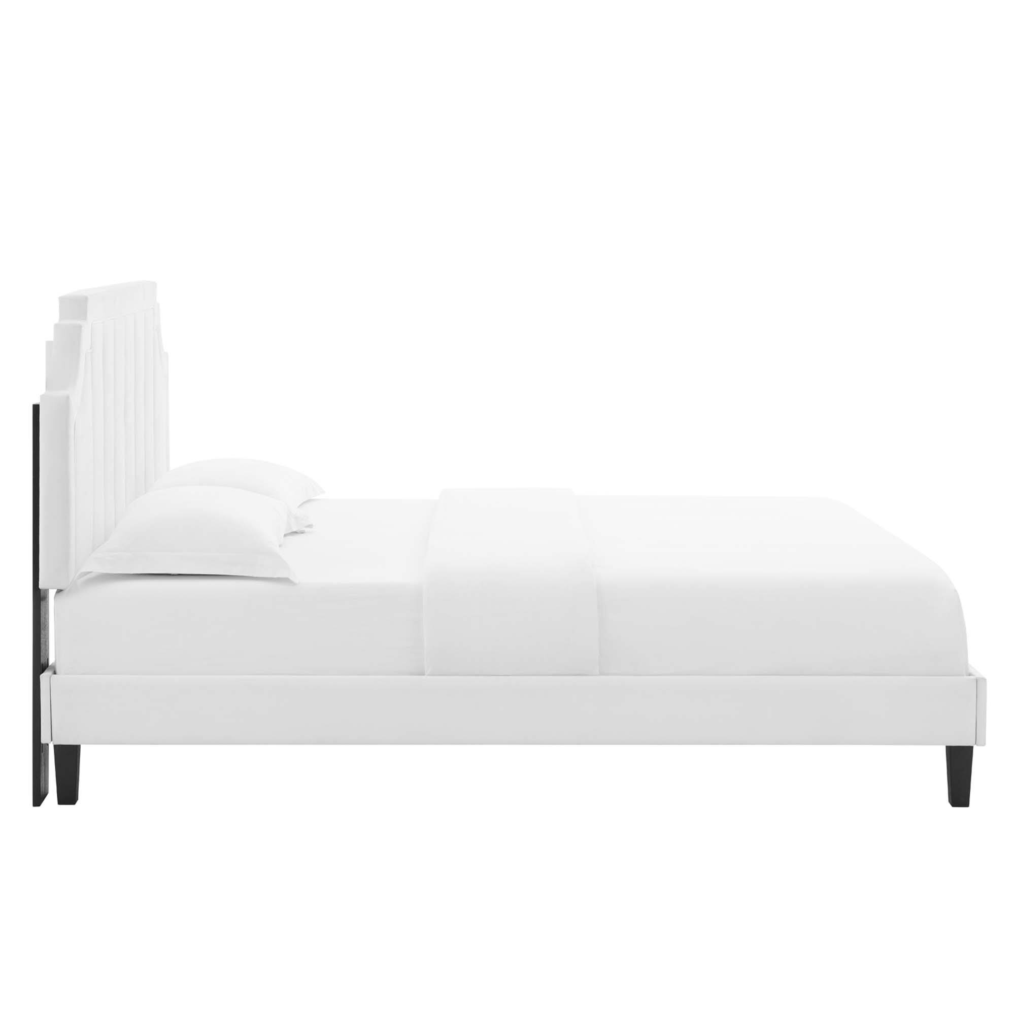 Alt View 6. Modway - Sienna Performance Velvet Full Platform Bed - White.