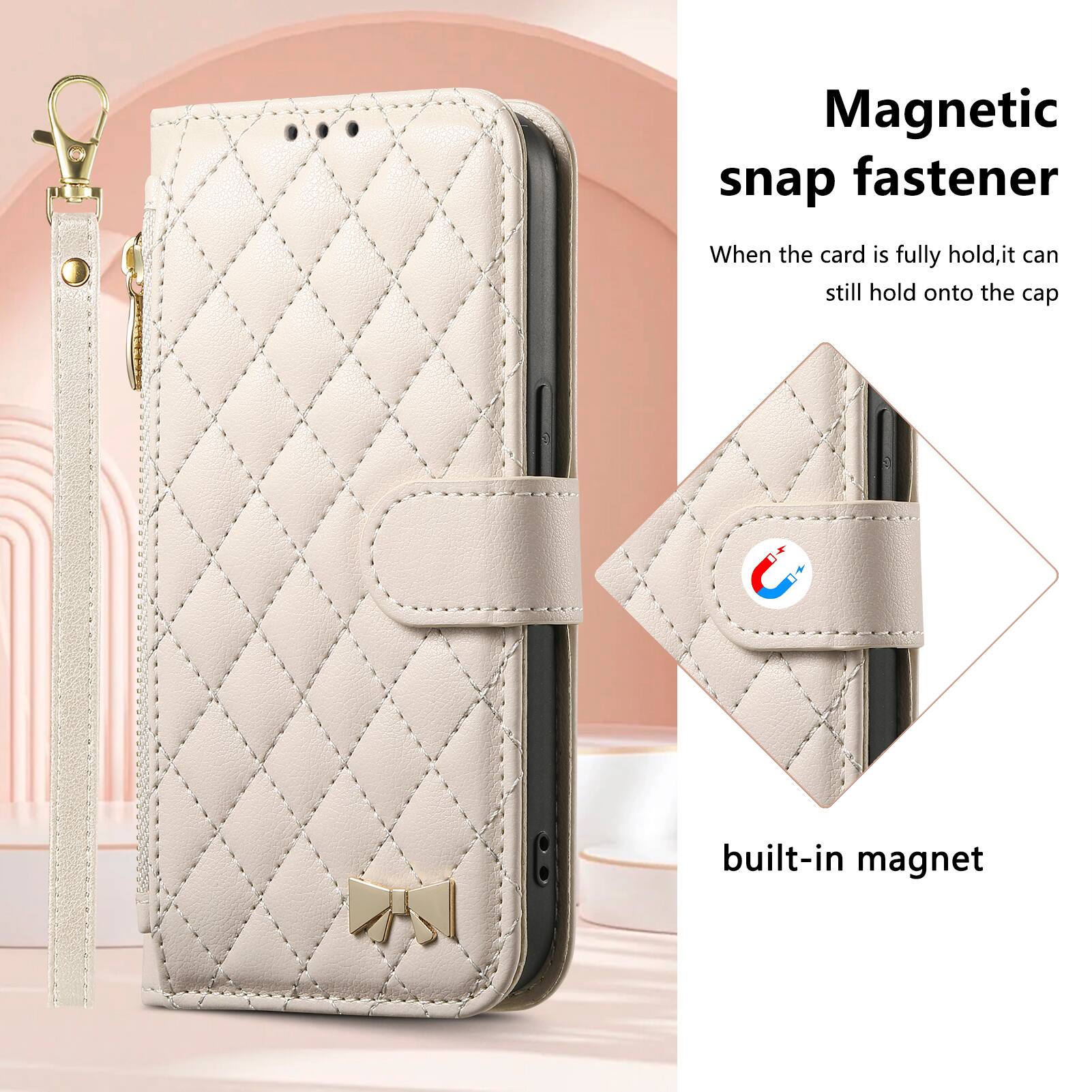 Magnetic snap fastener  
When the card is fully held, it can still hold onto the cap built-in magnet