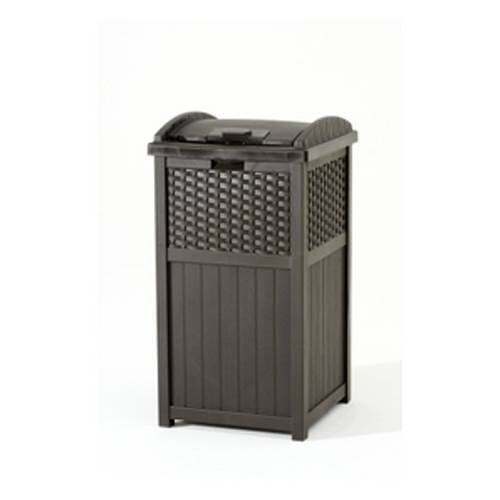 Alt View 2. Suncast - Suncast Trashcan Hideaway Outdoor 33 Gallon Garbage Waste Bin, Brown (2 Pack) - Brown.