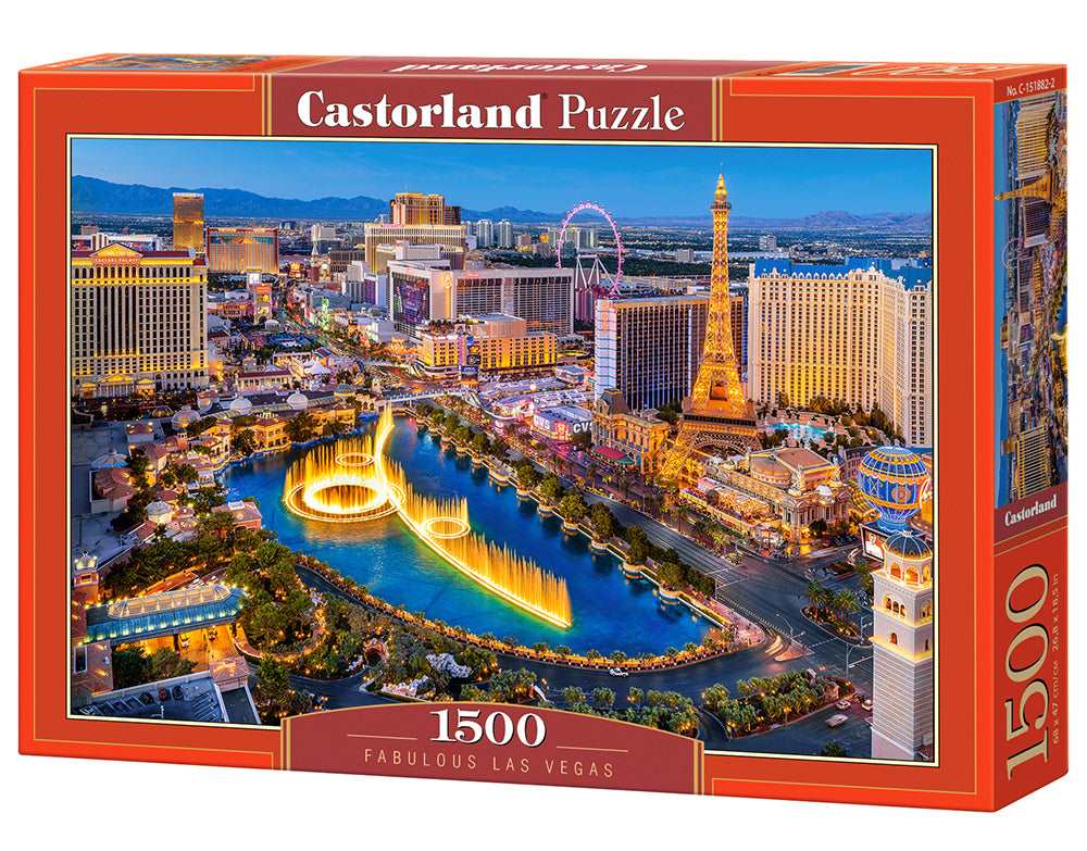 1500 Piece Jigsaw Puzzles, Fabulous Las Vegas, USA, Adult Puzzles, Castorland C-151882-2 - Red