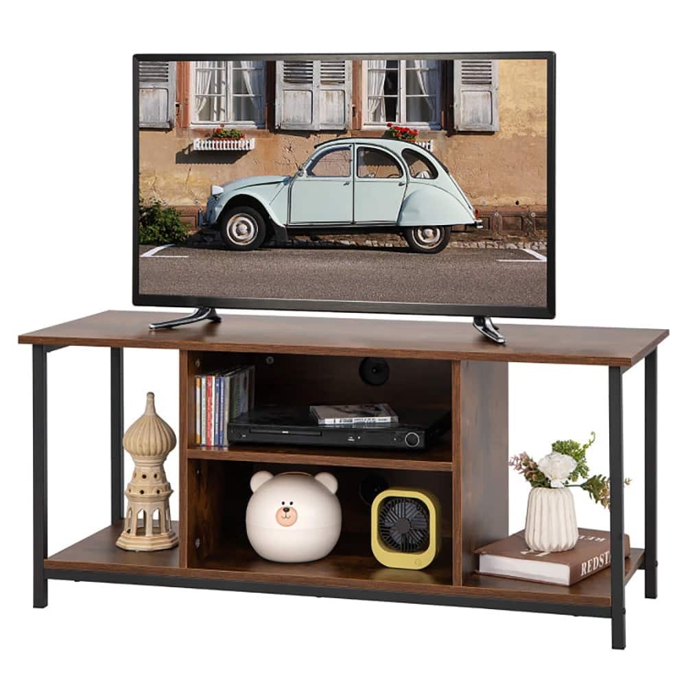 Pefilos - Mid-Century TV stand Media Console Table with Adjustable Shelf, Mid Century Modern TV Stand for Living Room Bedroom - Brown