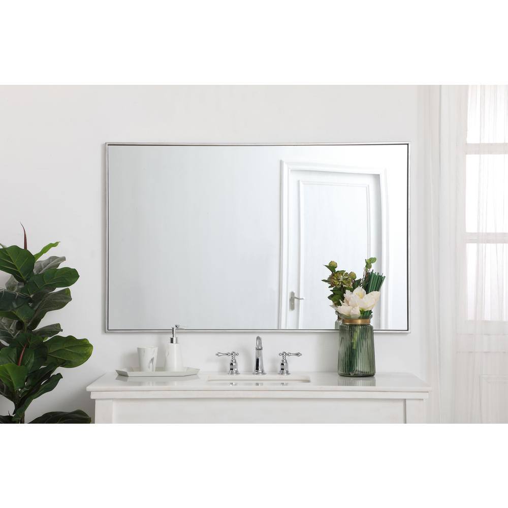 Alt View 4. Elegant Decor - Metal frame rectangle mirror 30 inch in silver - Silver.