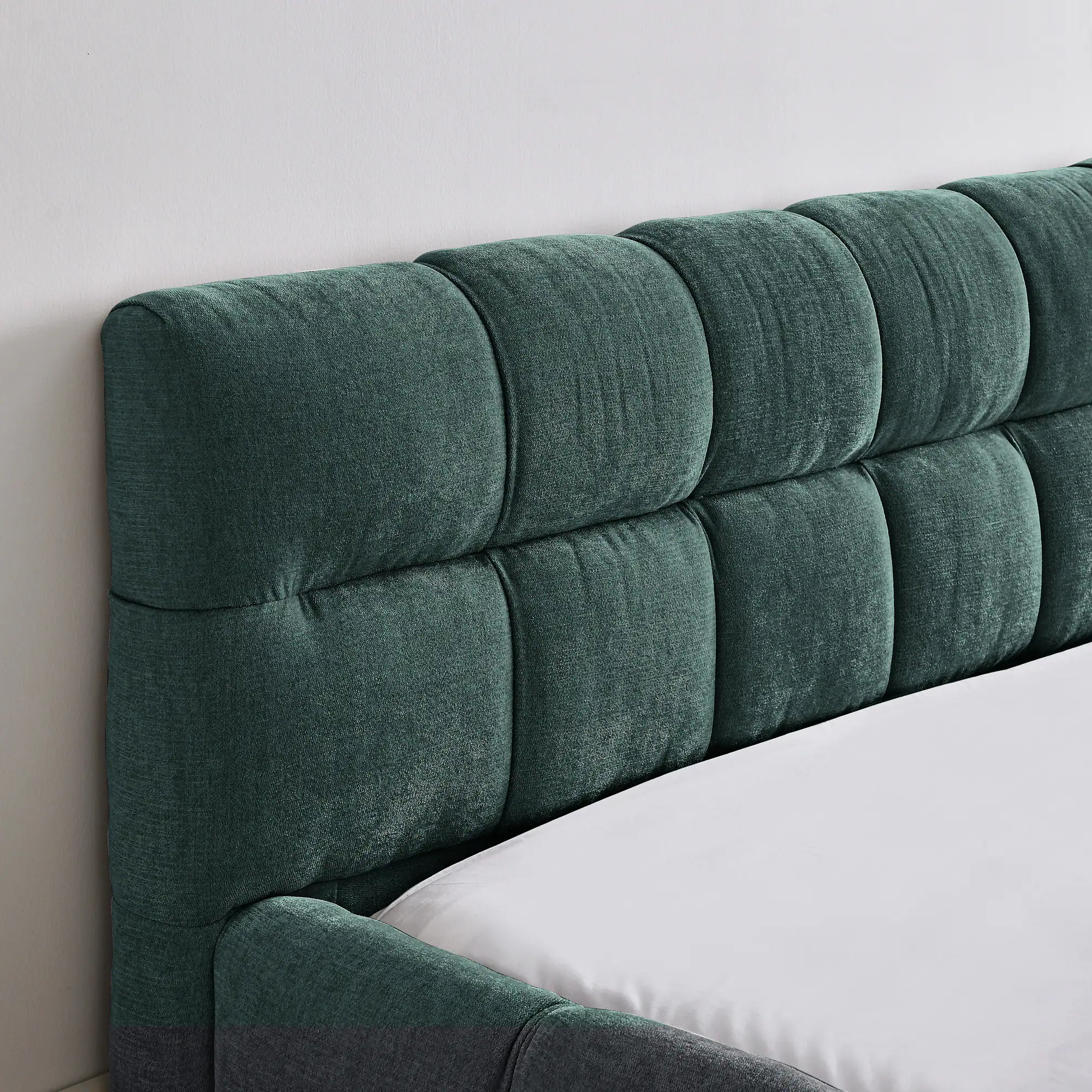 Back. Anysun - Queen Chenille Platform Bed Frame with Headboard - Thick Fabric, Solid Frame, No Box Spring Needed - Green.