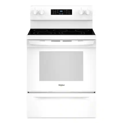 Front. Whirlpool - 5.3 Cu. Ft. Freestanding Electric Convection Range with No Preheat Air Fry and Air Baking - White.