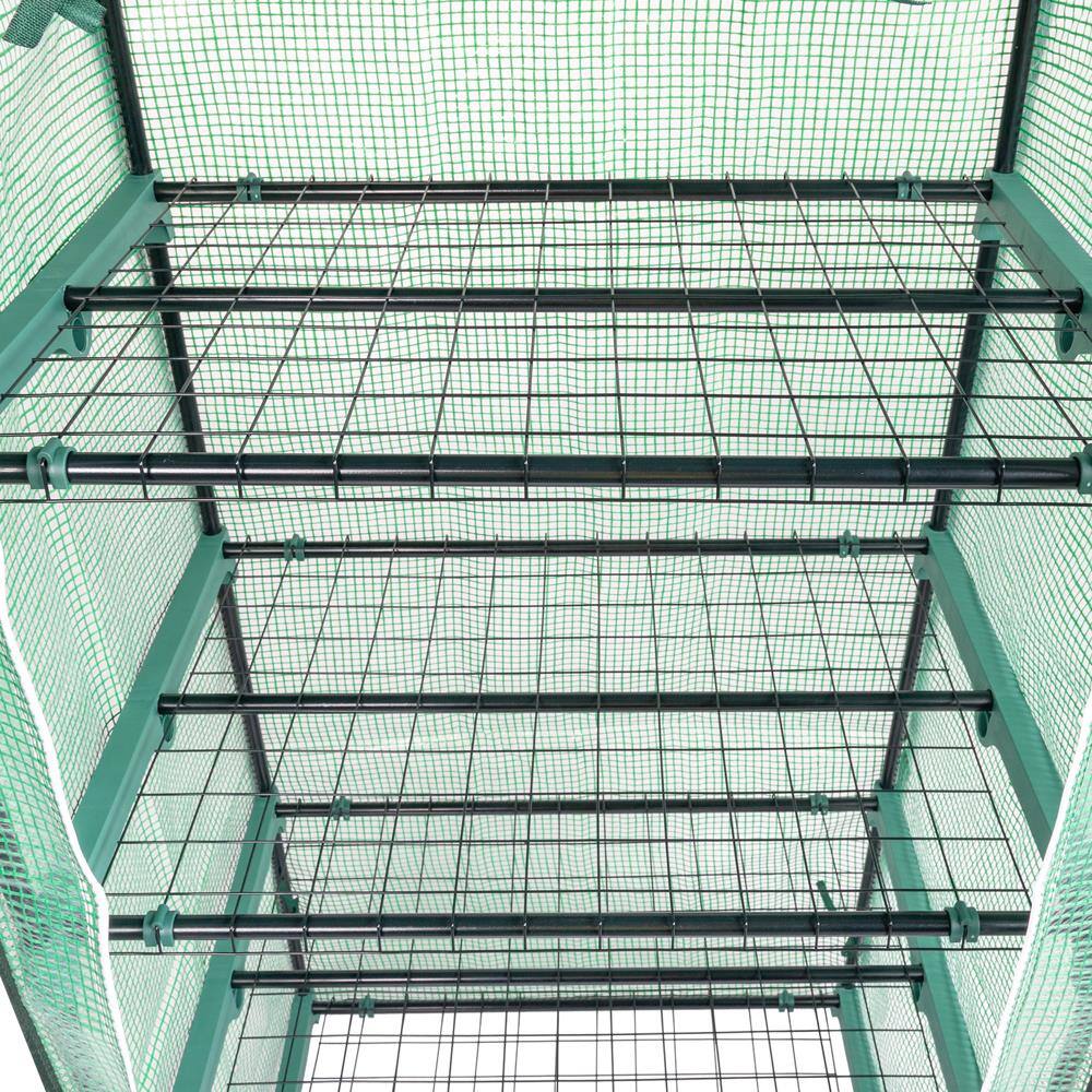Alt View 4. Winado - Mini Greenhouse, Small PE Plant Green House with 4 Tiers Rack, Shelf Clips, Roll-up Zipper Door, Gardening Supplies.