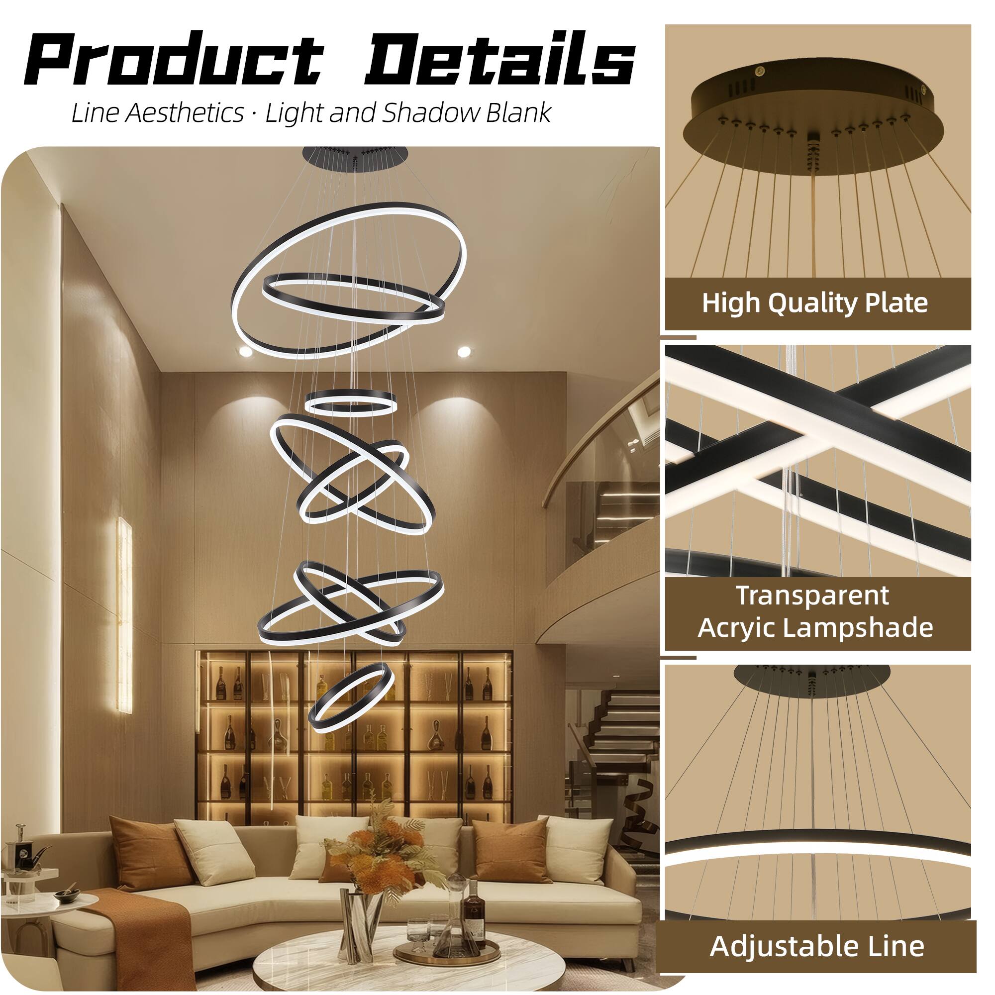 Product Details  
Line Aesthetics • Light and Shadow Blank  

- High Quality Plate  
- Transparent Acrylic Lampshade  
- Adjustable Line