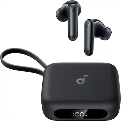Front. Soundcore - by Anker P41i Bluetooth Wireless In Ear Earbuds with Portable USB-C Phone Charger - Black.