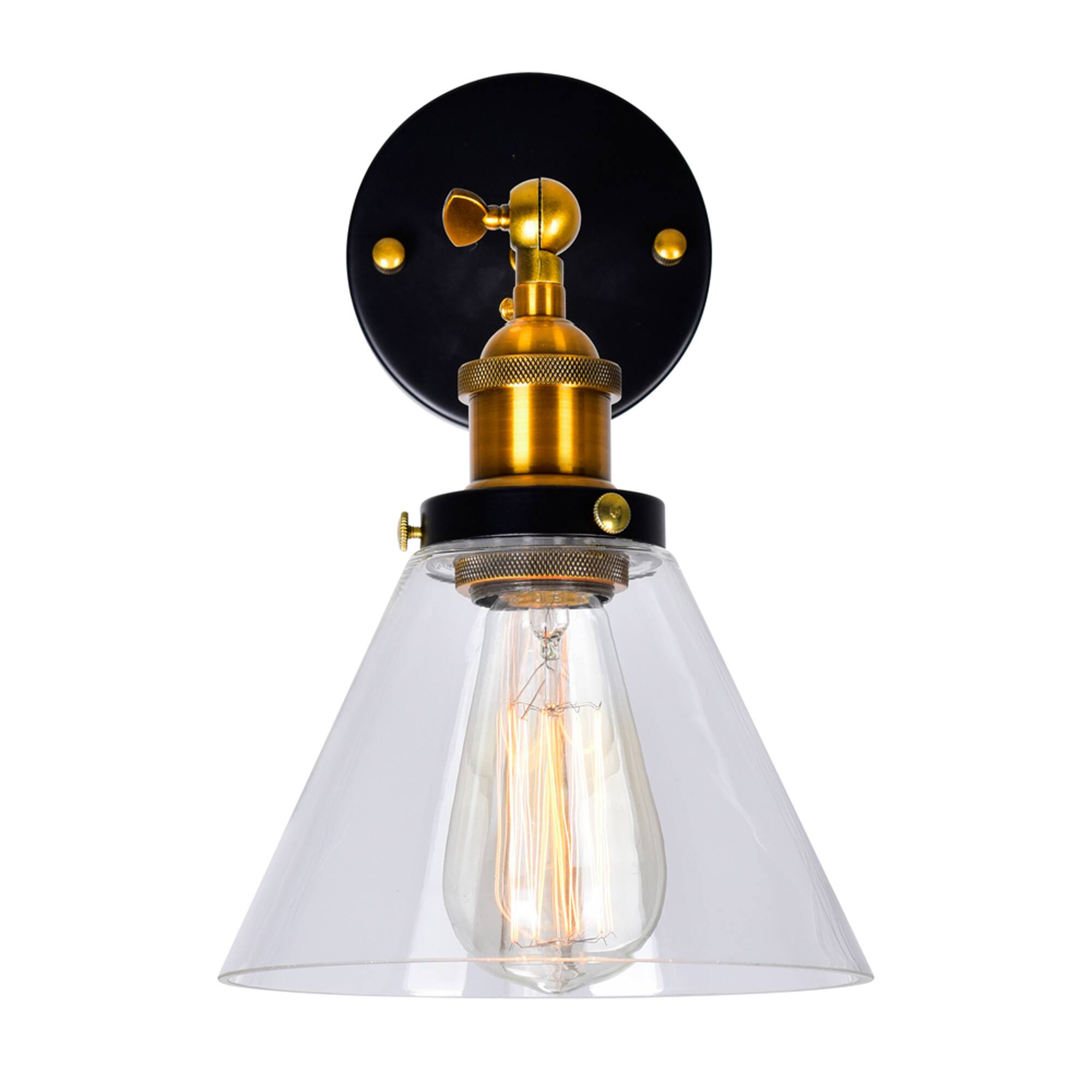 Alt View 1. CWI Lighting - Eustis 1 Light Wall Sconce With Black & Gold Brass Finish - Black & Gold Brass.
