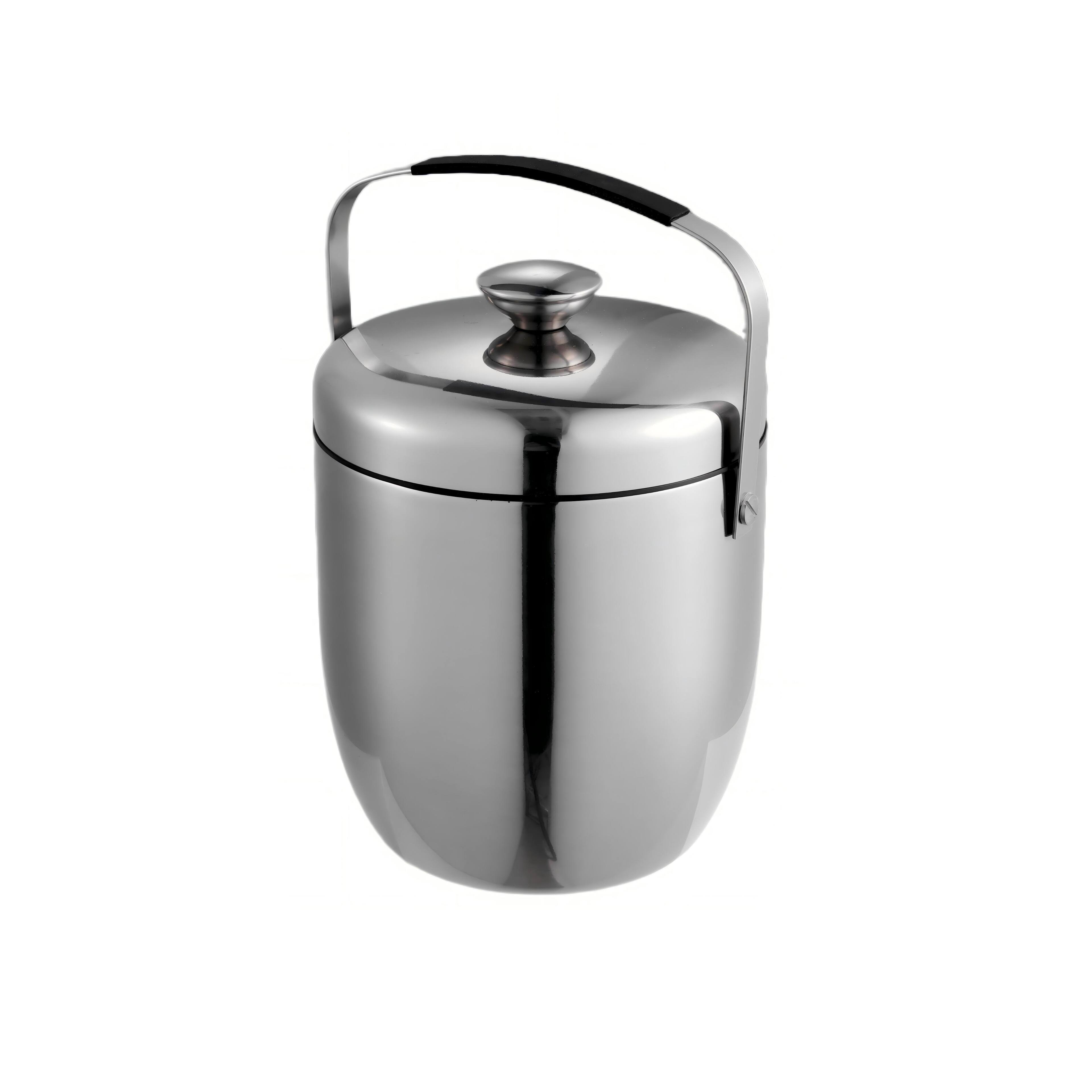 Alt View 7. Malletson - 3L Double-Wall Insulated Stainless Steel Ice Bucket with Lid & Tongs – 20-Hour Cold Retention - Sliver.