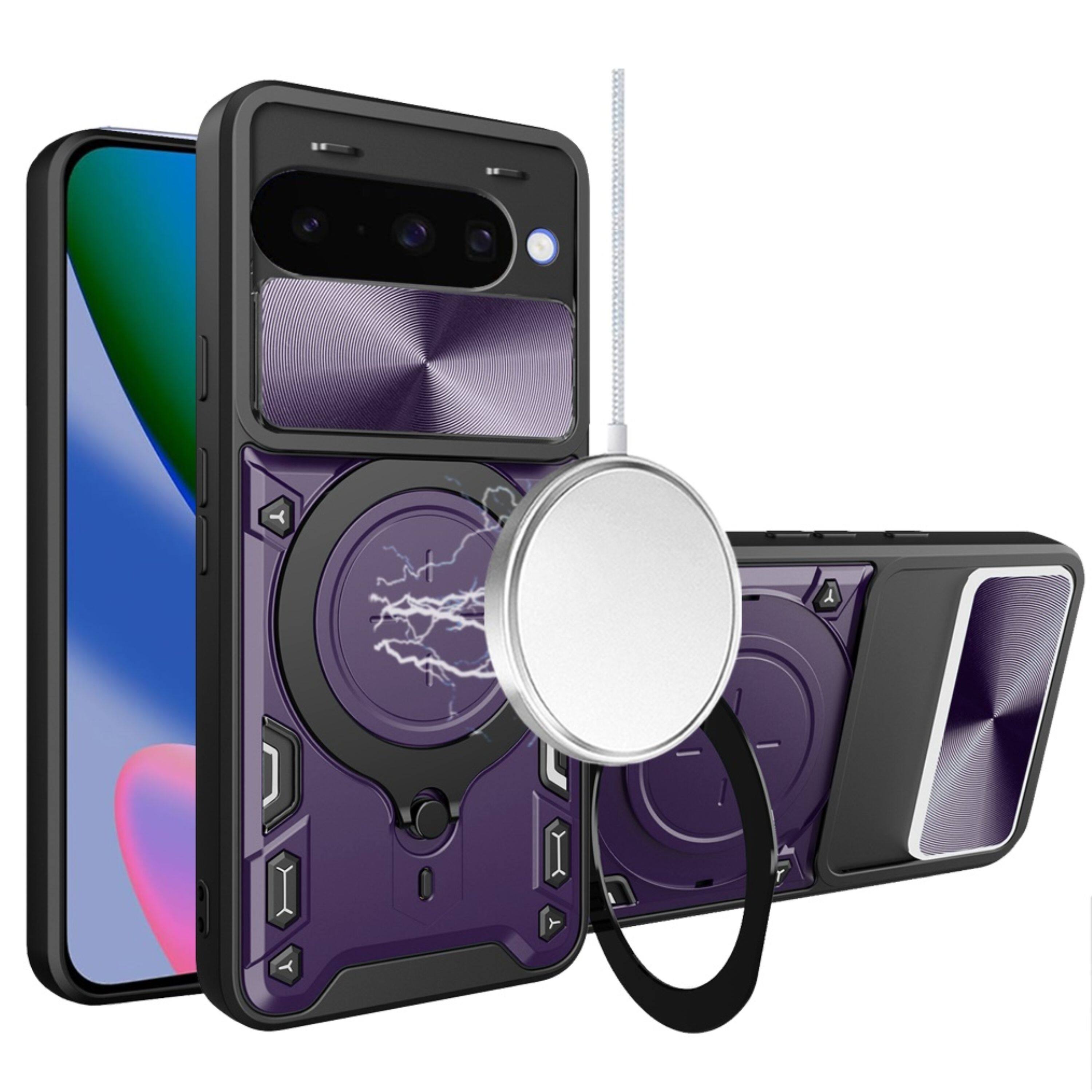 Front. Kitcheniva - Case Magnetic Ring With Lens Cover Plus Tempered Glass For Google Pixel 11/11 Pro Dark Purple - Dark Purple.