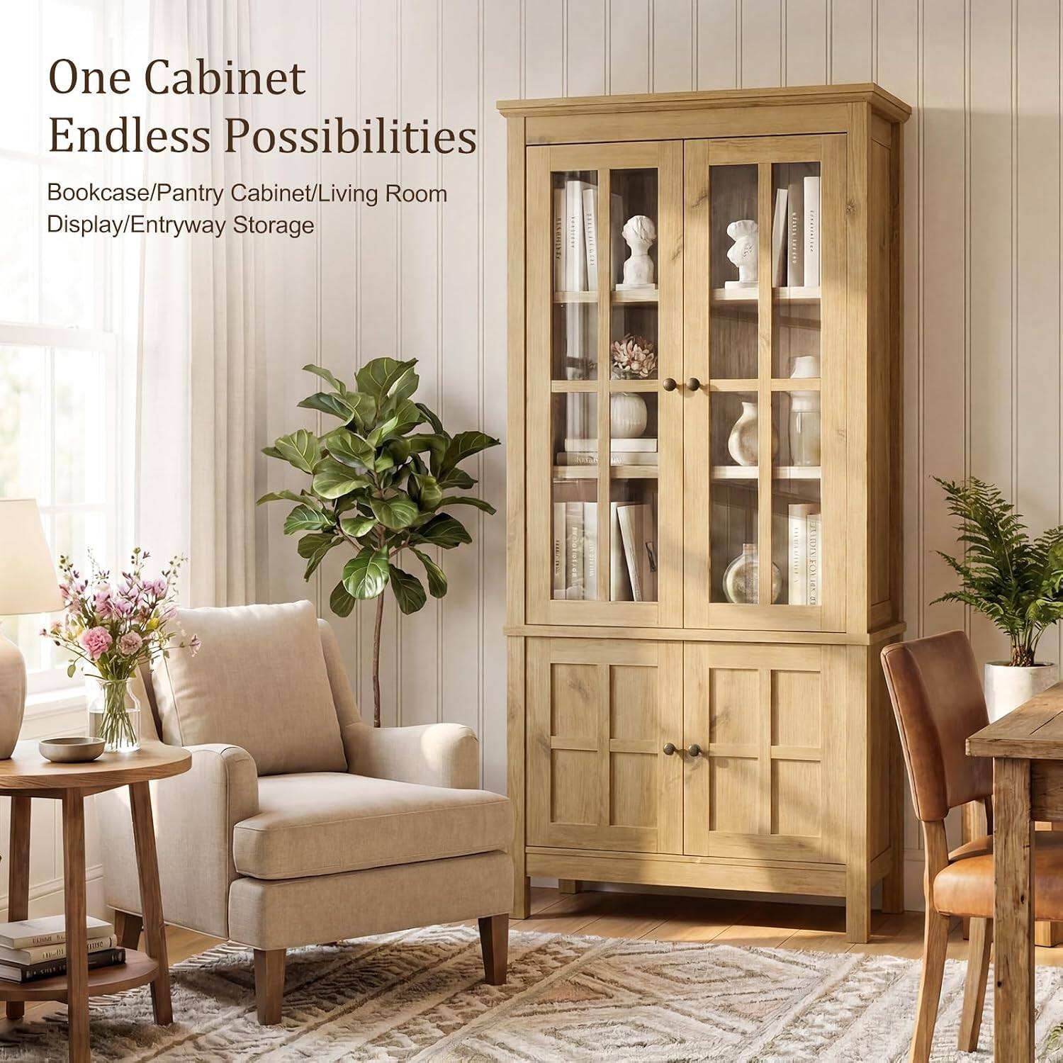 One Cabinet Endless Possibilities  
Bookcase/Pantry Cabinet/Living Room Display/Entryway Storage