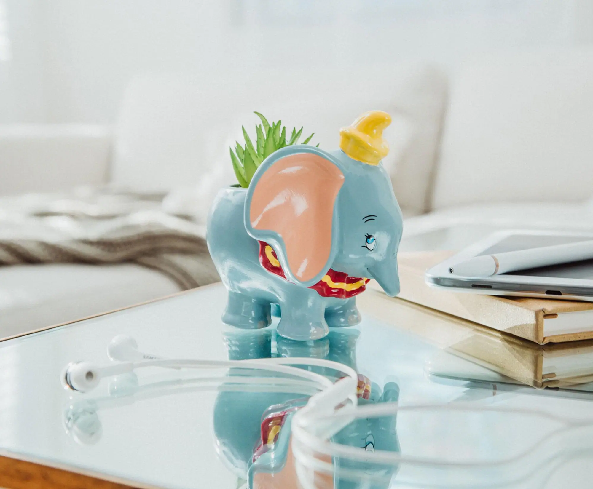 Alt View 3. Silver Buffalo - Disney Dumbo 4-Inch Mini Planter With Artificial Succulent - Grey.