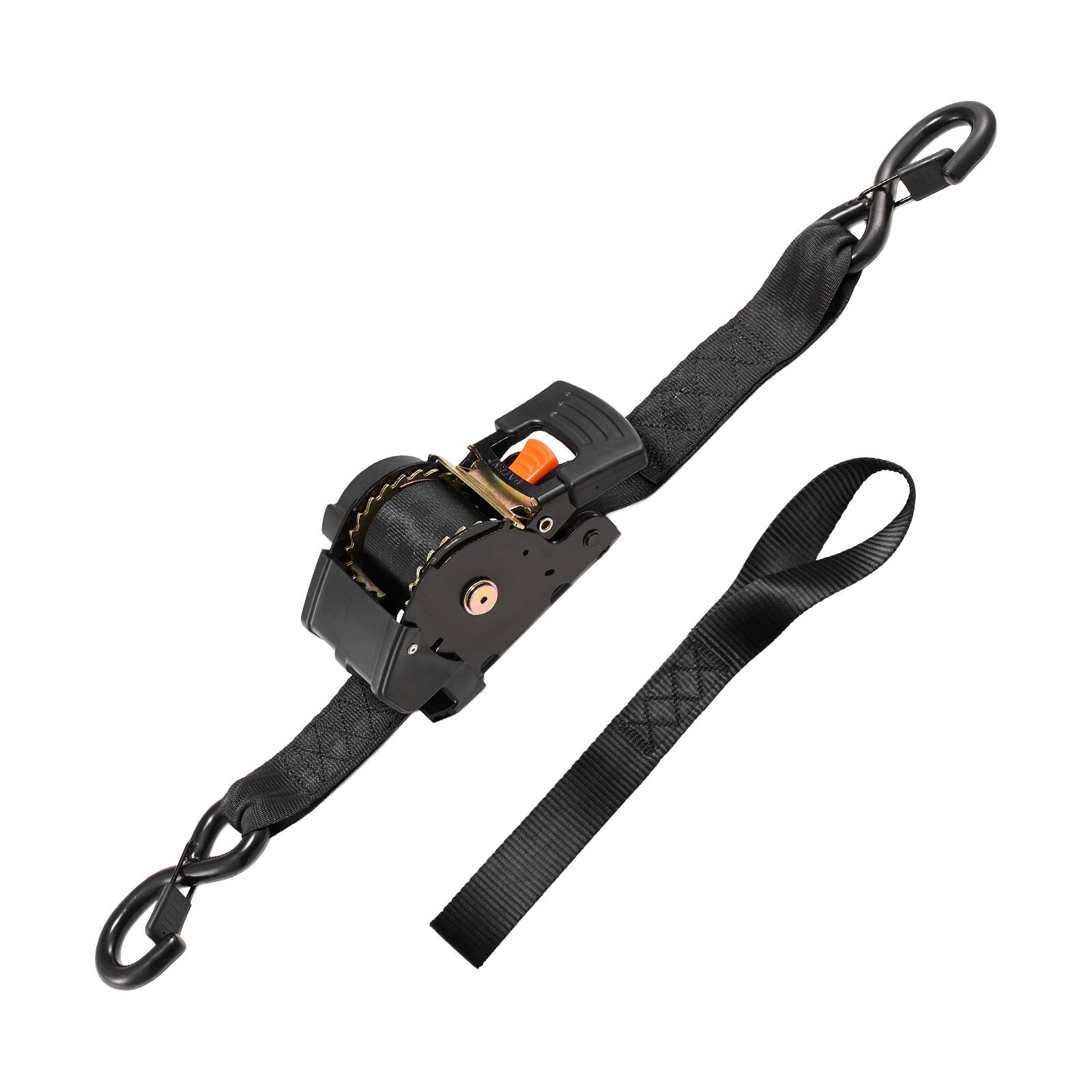 Alt View 5. VEVOR - Retractable Ratchet Straps, 2 in x 10 ft, Tie Down Straps with S Hooks, 3033 lbs Break Strength, 2 Soft Loops - Black.