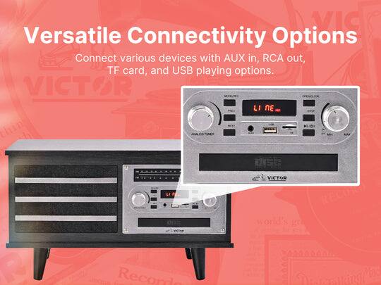 Victor Audio Victor Monroe 8 in 1 Music Center Graphite VWRP-3700