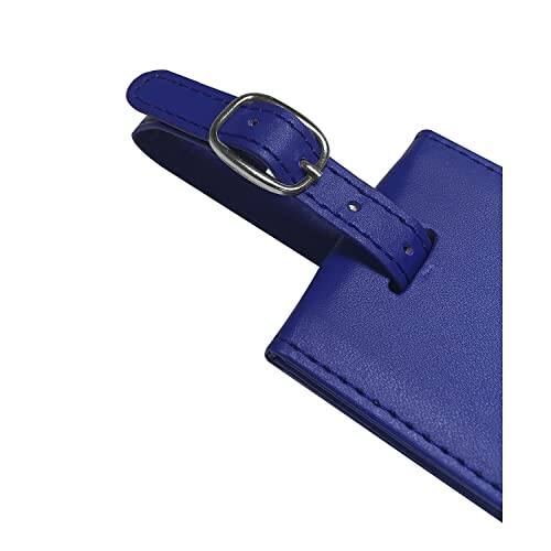 Alt View 2. Go Green Power Inc. - Luggage Tags 2-Pack, Magnetic PU Leather ID Tags, ID Card Insert, Engravable Metal Plate, TR1260BL - Blue.