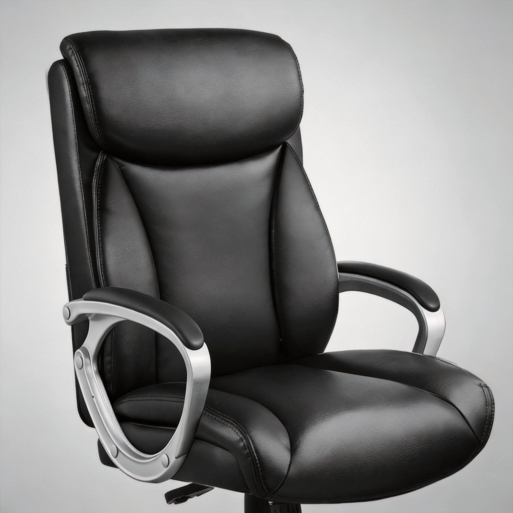 Alt View 3. Frangdom - Ergonomic PU Leather Office Chair with Headrest and Lumbar Support - Dark Black.
