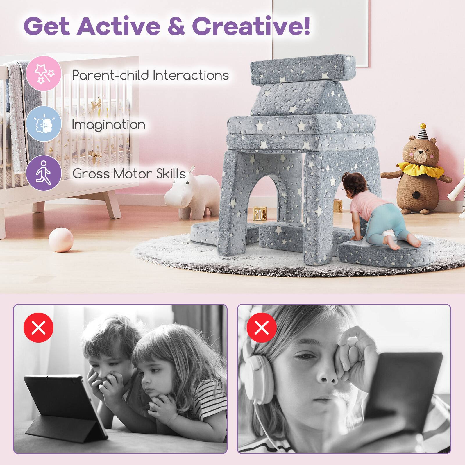 Get Active & Creative!

- Parent-child Interactions
- Imagination
- Gross Motor Skills

X
X