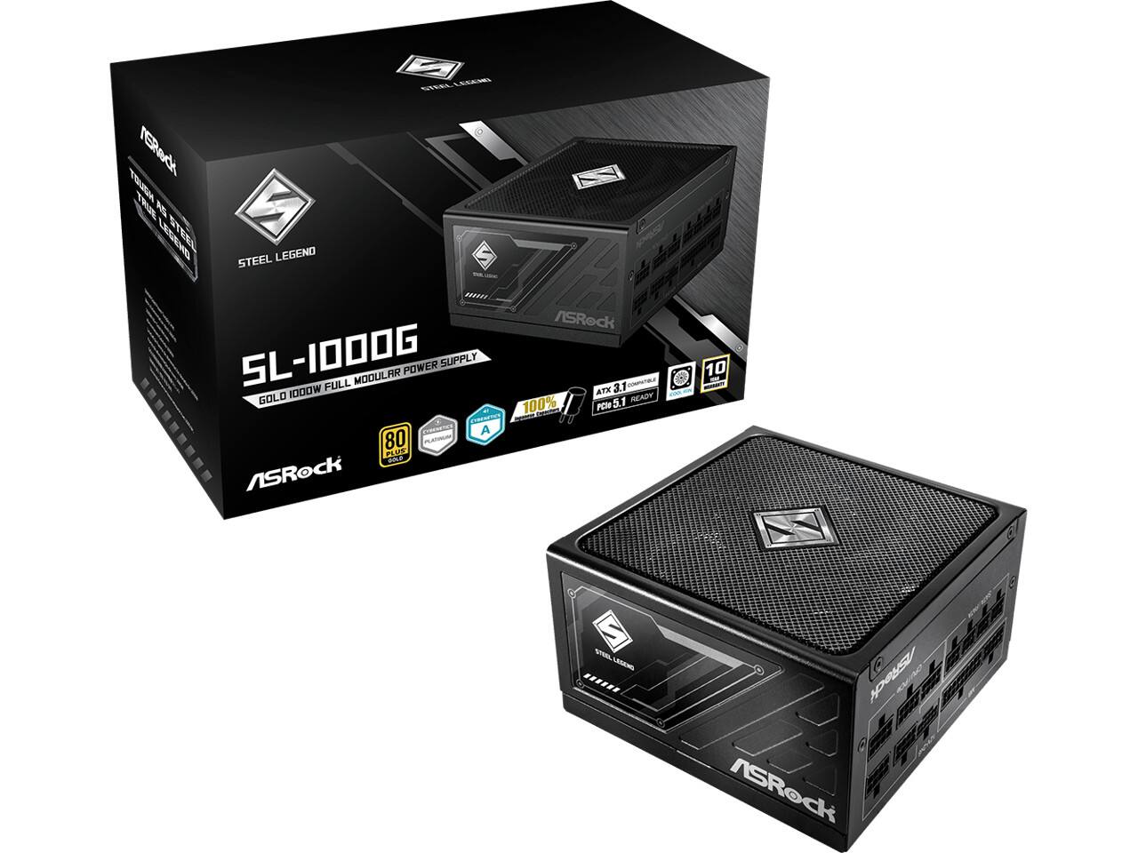 ASRock SL-1000G FULL MODULAR POWER SUPPLY 600W 1000W ATX 12V 3.1 READY PCIe 5.1 READY 100% POS TRESTIO - 80 PLUS PLATINUM ELITE ASRock - STEEL LEGEND