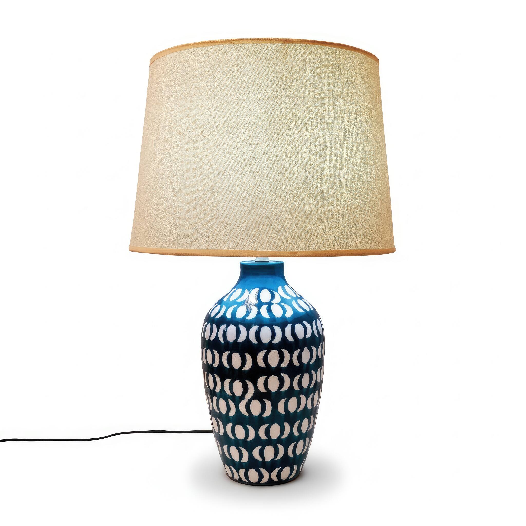 Angle. FC Design - 23"H White Vase w/ Light Brown Geometric Pattern Table Lamp.
