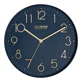 La Crosse Clock Co. - 12 Inch Paxton Silent Sweep Analog Quartz Wall Clock - Navy Blue