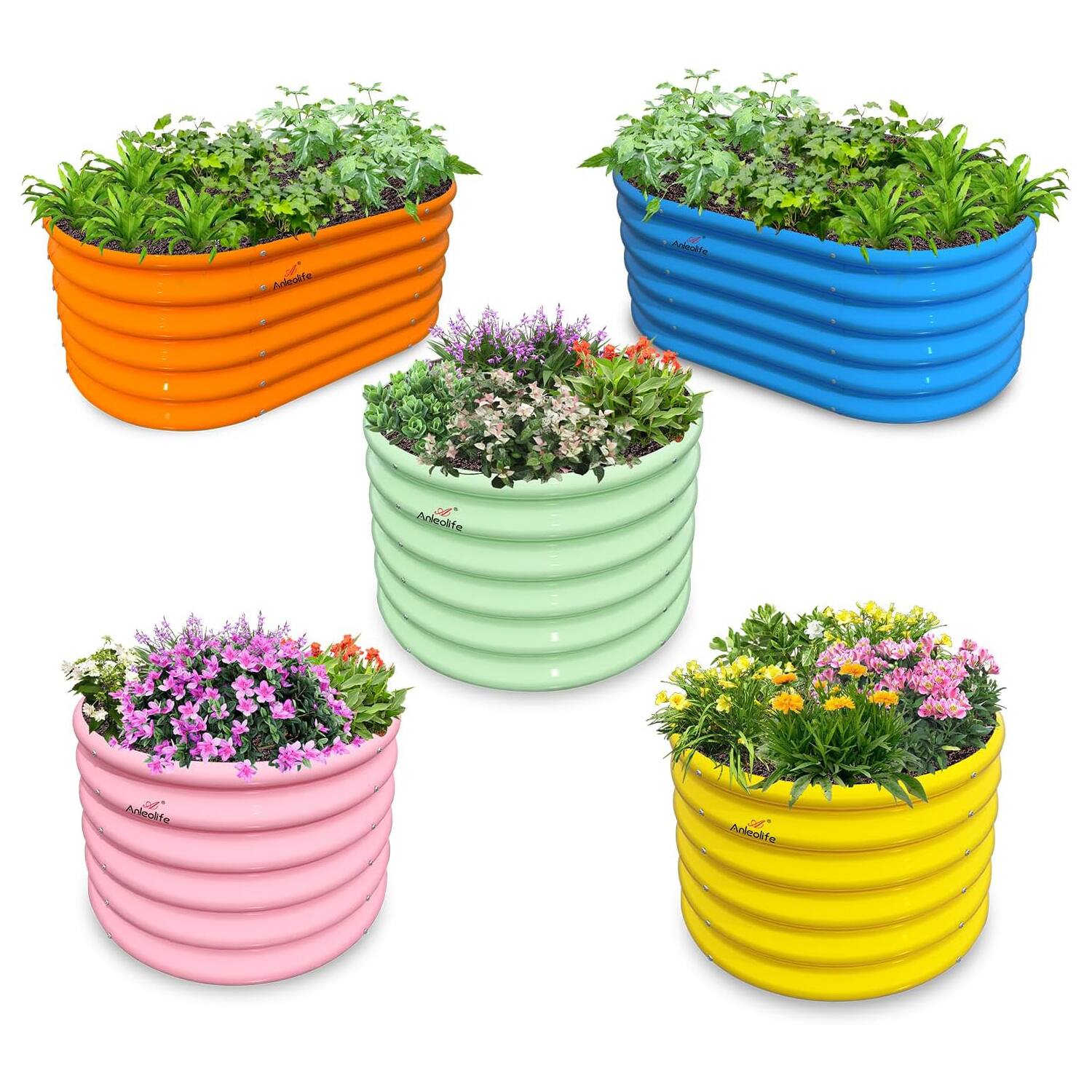 A Anleolife - 5-Pack Metal Kids Mini Circle Raised Garden Beds l Planter Box for Planting Vegetables (24 in. L x 24 in. W x 18 in. H) price history on PriceWatchPro