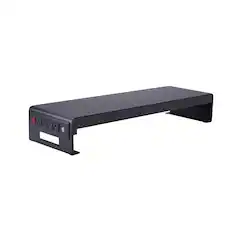 Front. Rocelco - Premium Dual Monitor Stand, Metal Laptop TV PC Riser Shelf with Keyboard Mouse Storage and Cable Management - Black.
