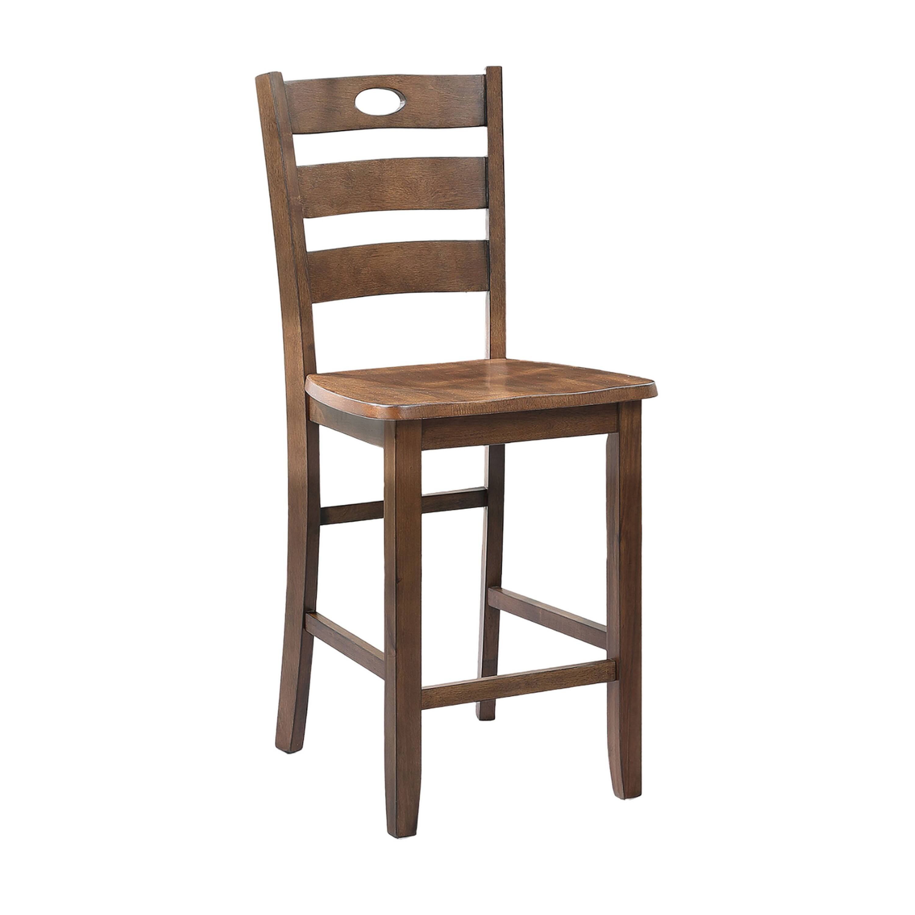 Alt View 2. Manhattan Lane - Lasie 5 Piece Counter Height Table Set, 4 Chairs, Slatted, Brown Solid Wood - Walnut Brown.