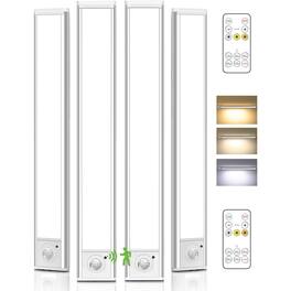 ACJPR - 4-Pack 12" Under Cabinet LED Lights, Rechargeable Motion Sensor, Wireless, Dimmable 3 Color Temps, Remote Included, Indo