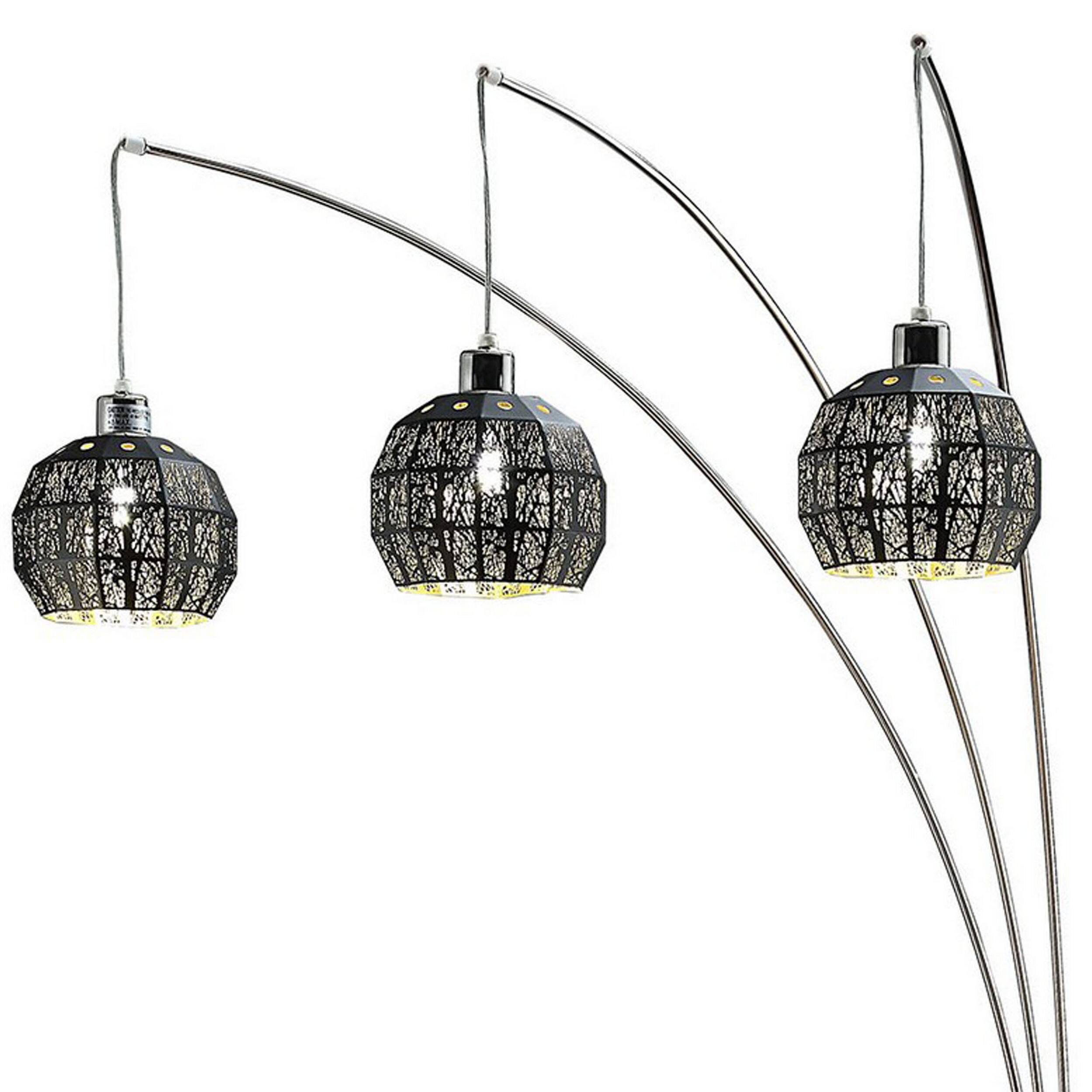 Angle. Manhattan Lane - 92 Inch 3 Arm Arc Floor Lamp with Modern Round Metal Base.