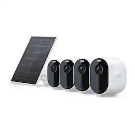 NETGEAR - Arlo Essential Spotlight 4 Camera Security System with Solar Power Panel (White)