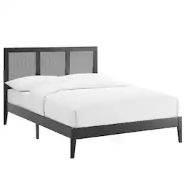 Modway - Sirocco Rattan and Wood Full Platform Bed - Black