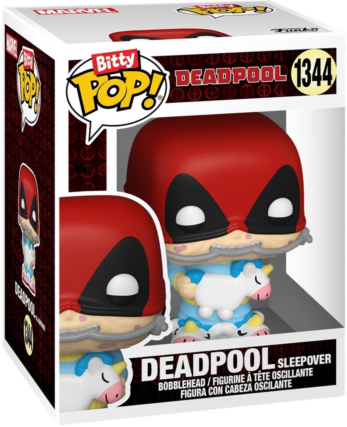 MRI  YOop k ARE S Bitty P 000 DEADPOOL 1344 80 POP! D9 DEADPOOI D00 90    S00 DEADPOOL SLEEPOVER FIGURINE  TTE OSCILLANTE BOBBLEHEAD I OSCILANTE FIGURA CON CABEZA