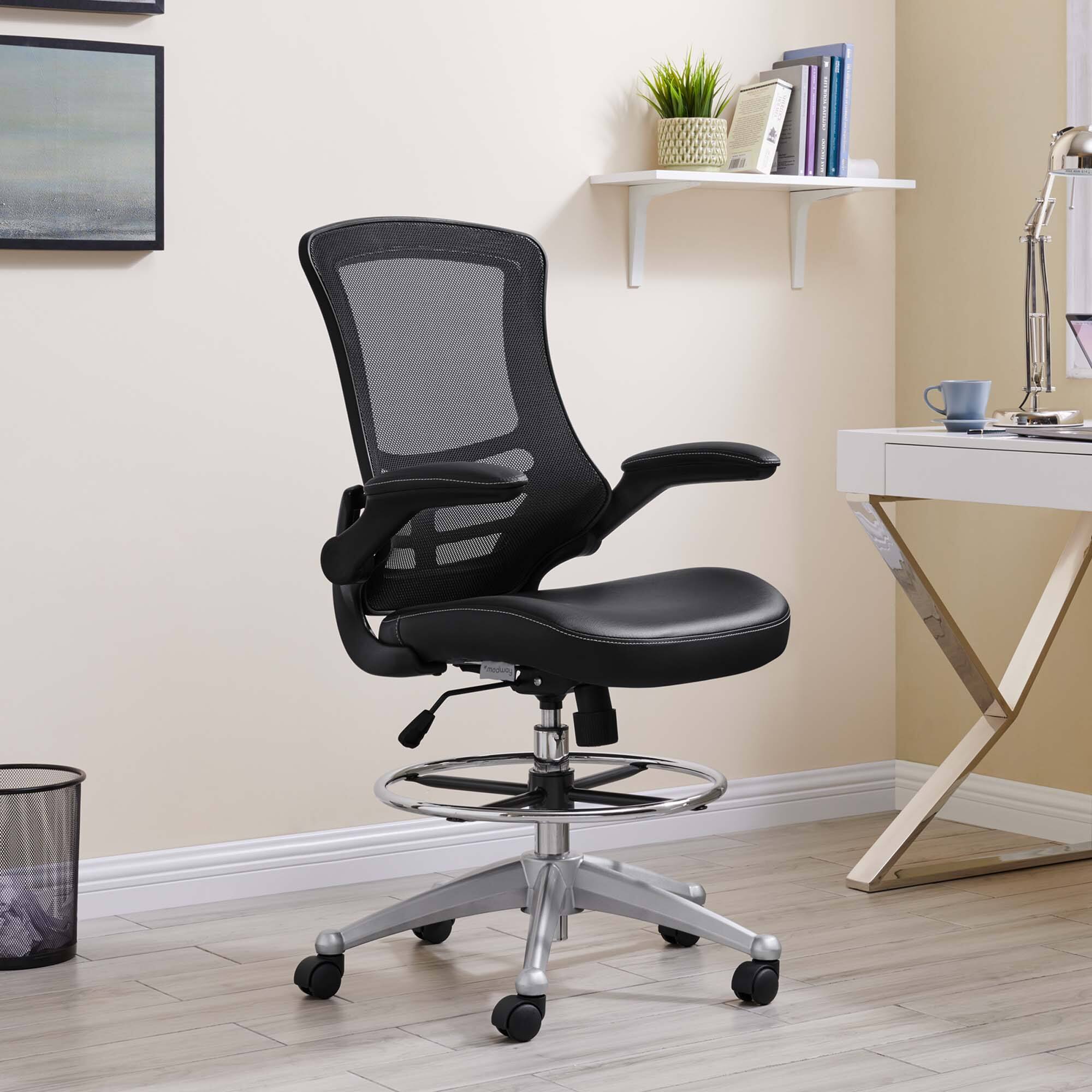 Alt View 6. Modway - Attainment Vinyl Drafting Chair by Modway - Black.
