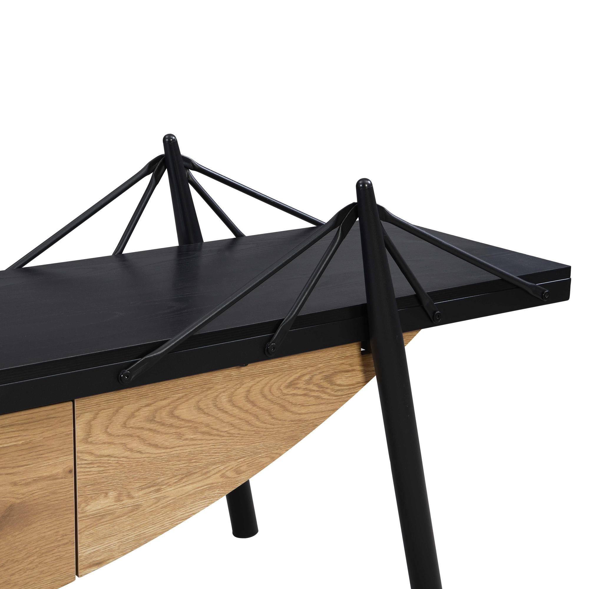 Alt View 6. GOODSILO - Modern Sailboat-Inspired TV Stand with Drawer, Sturdy Metal Support and Storage Cabinet for Living Room and Office - Black.