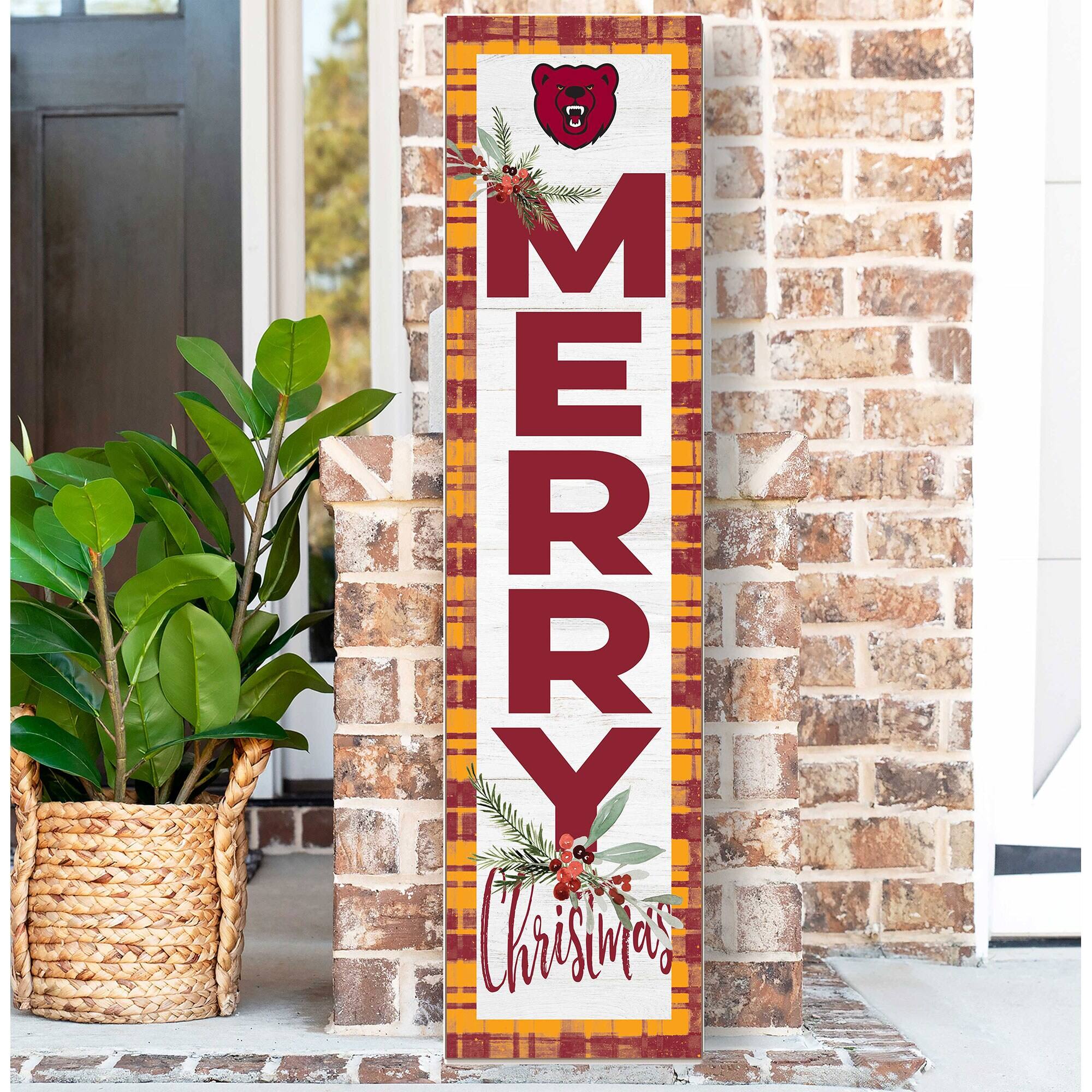 Alt View 1. Jardine - Ursinus Bears 12'' x 48'' Outdoor Merry Christmas Leaner - White.