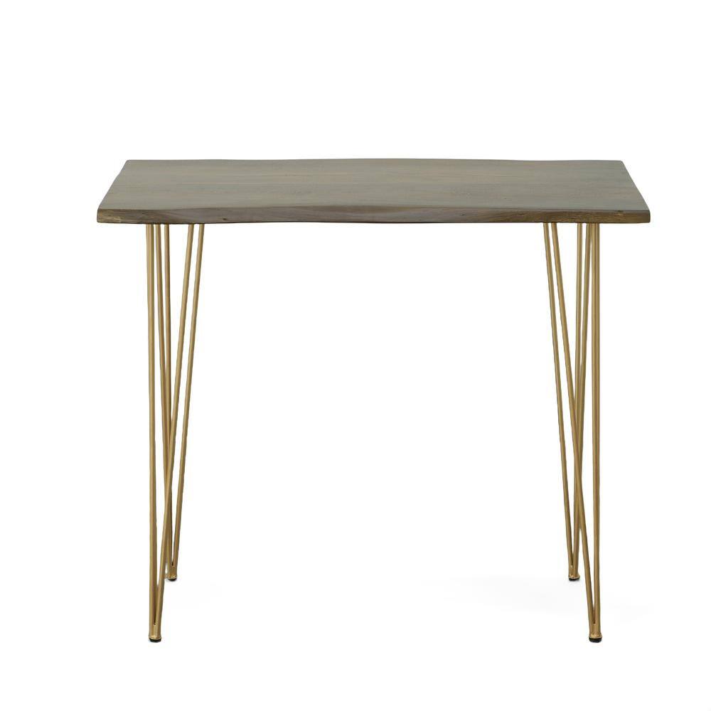 Alt View 5. Carolina Chair & Table - Seti Live Edge Bar Table - Elm Top - Gold Base - Elm, Gold.