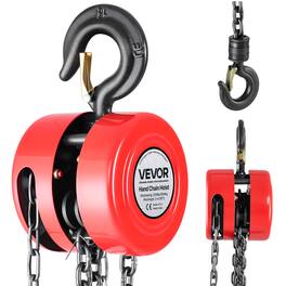 VEVOR - Hand Chain Hoist, 1 Ton 2200 lbs Capacity, Manual Chain Block with Upgrade G70 Galvanized Chain, 10 ft Lifting Height - Red