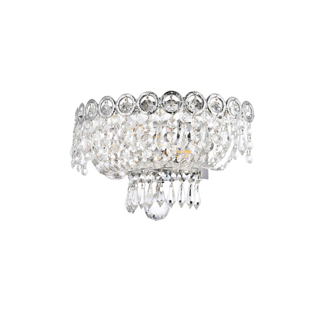 Front. Elegant Lighting - Century 2 light Chrome Wall Sconce Clear Royal Cut Crystal - Chrome.
