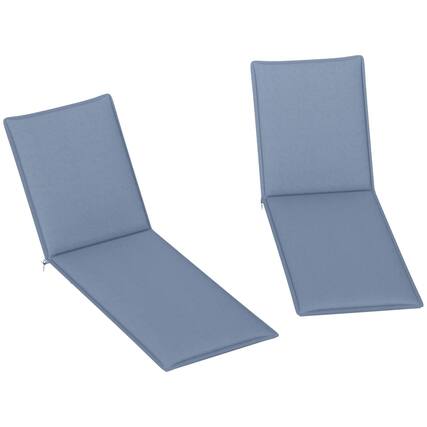 Front. Resenkos - Resenkos Chaise Lounger Cushions Set of 2, Outdoor Patio Chair Covers, UPF50+ 200gsm, 76"x23", Blue Sun Protection,Blue - Blue.