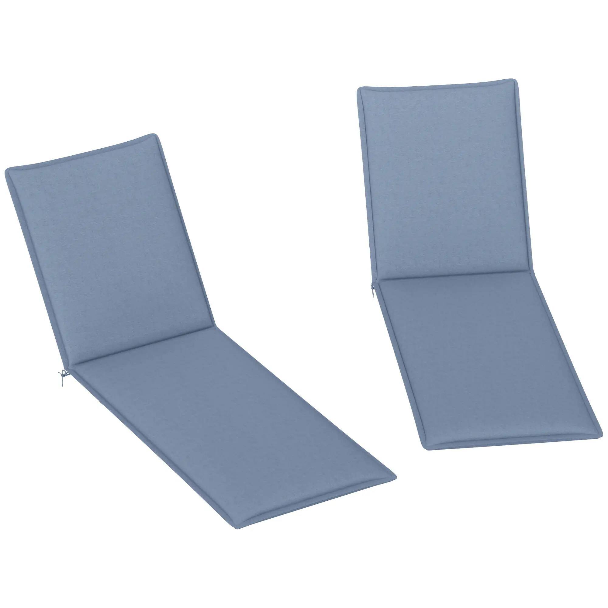 Front. Resenkos - Resenkos Chaise Lounger Cushions Set of 2, Outdoor Patio Chair Covers, UPF50+ 200gsm, 76"x23", Blue Sun Protection,Blue - Blue.