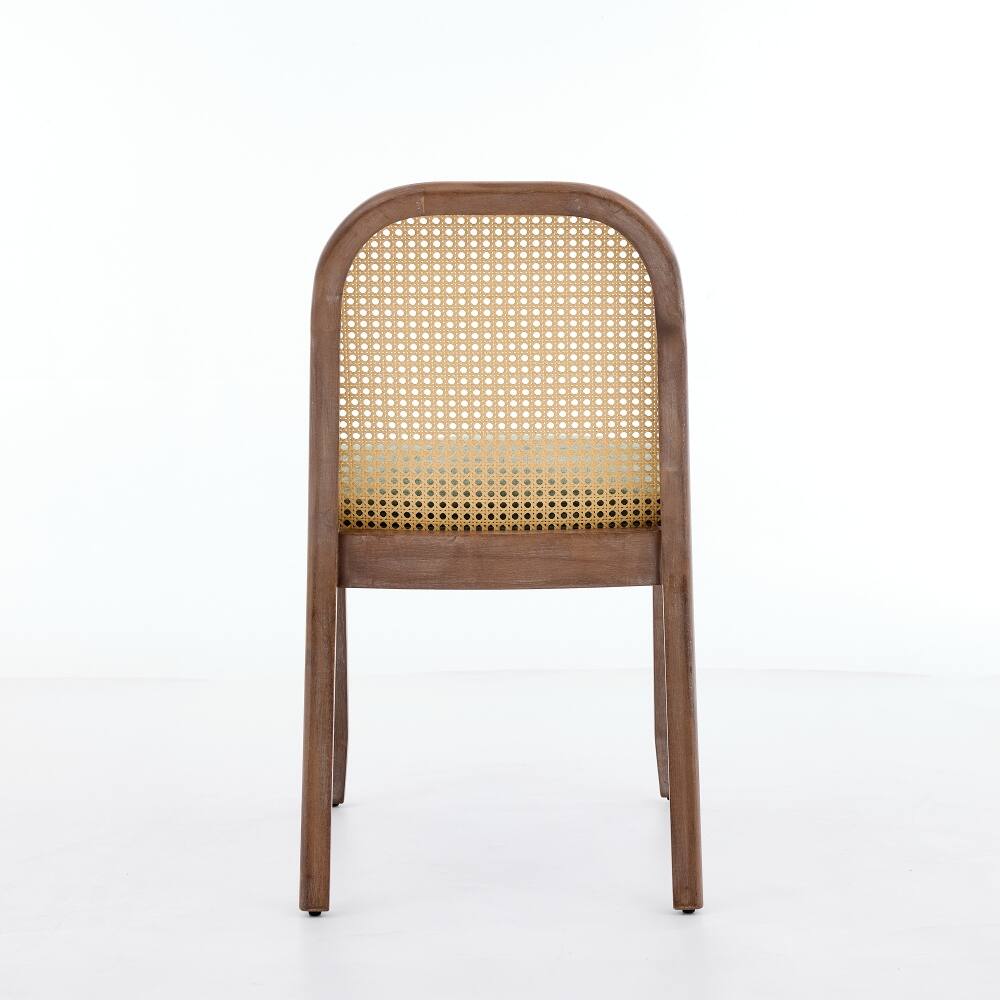 Alt View 3. Loheer - Loheer Set of 2 Cane Back Dining Chairs Mid Century Farmhouse Side Chairs Green Solid Wood Frame - Green.
