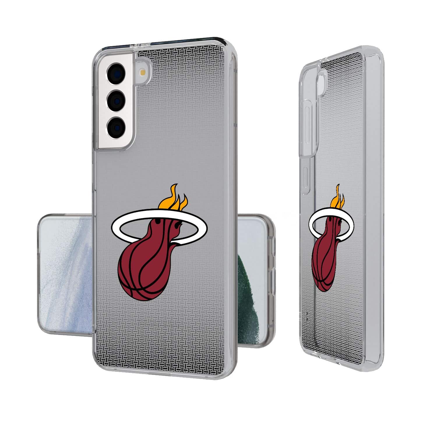 Front. Keyscaper - Miami Heat Linen Logo Galaxy Clear Case - S24 - Multicolor.