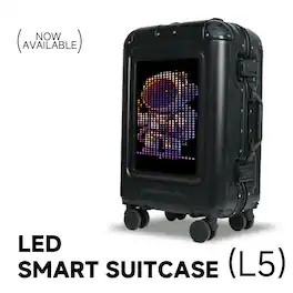 Loheer - Smart LED Travel Suitcase with App Control, Spinner Wheels, 35L - Black