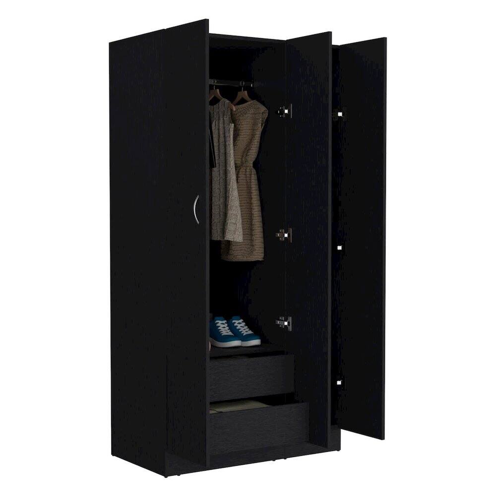 Alt View 1. TuHome - Ohio Armoire Wardrobe Black MDF - Black.
