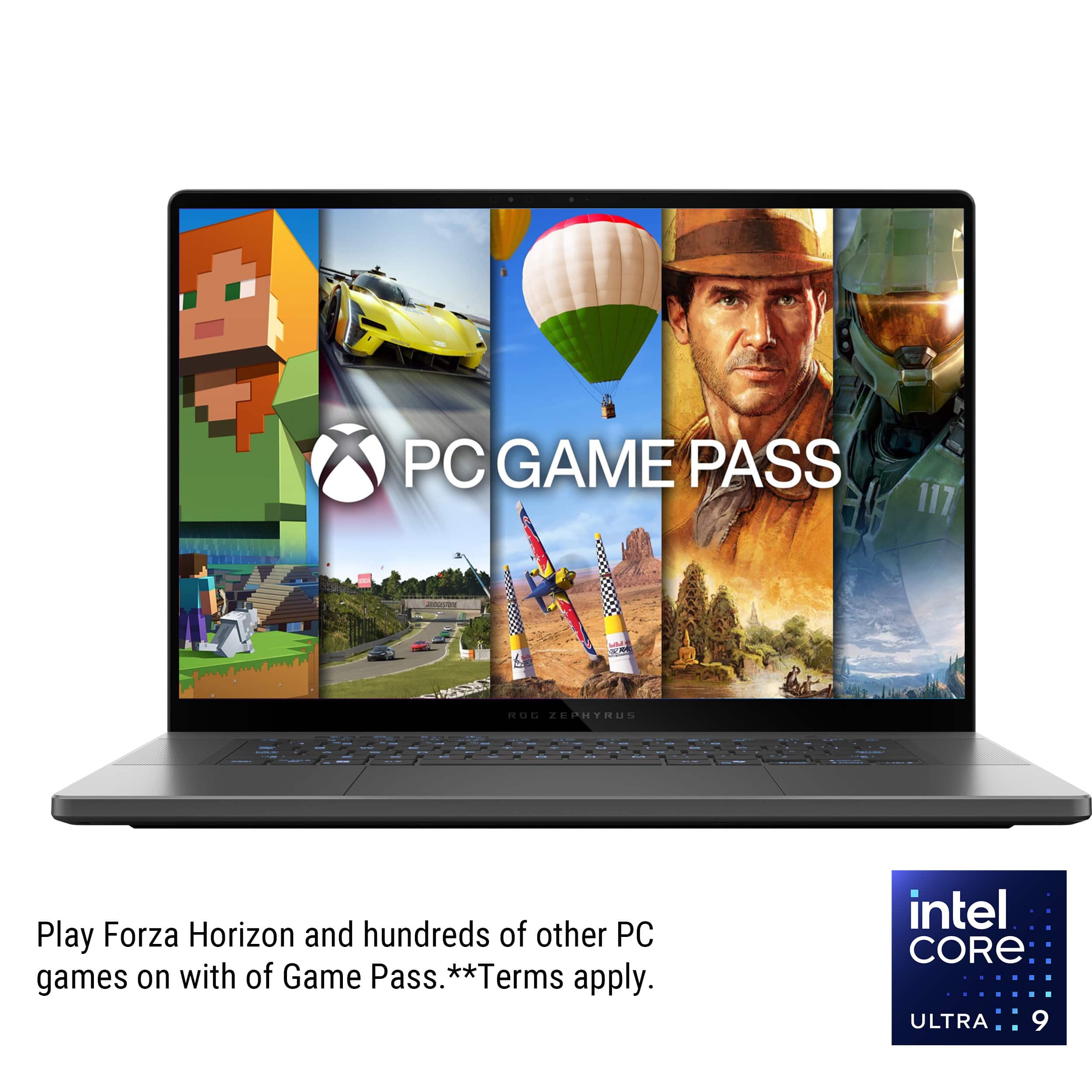 PC GAME PASS - Play Forza Horizon and hundreds of other PC games with Xbox Game Pass. **Terms apply. intel CORE ULTRA 9.